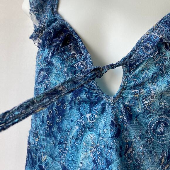 Kimchi Blue Y2K Regencycore Paisley Mesh Blouse Women SP Ruffle Fairycore NEW - Picture 5 of 9